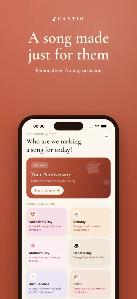 Choosing the occasion for a song in Cantio