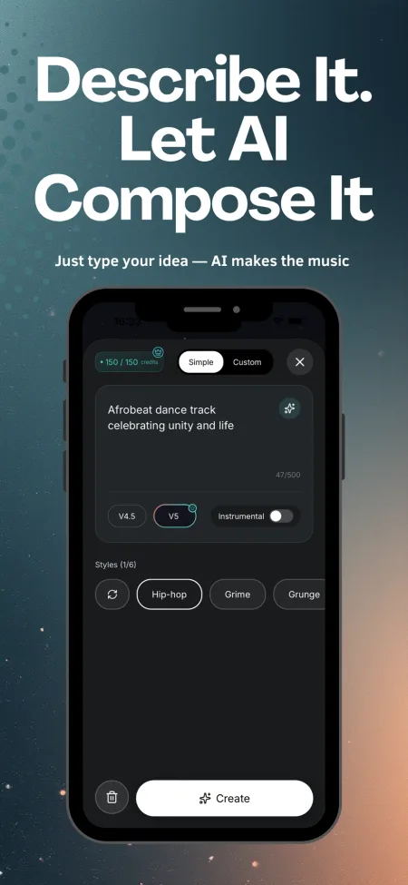 Describing a song and choosing a genre style in HyperMusic AI