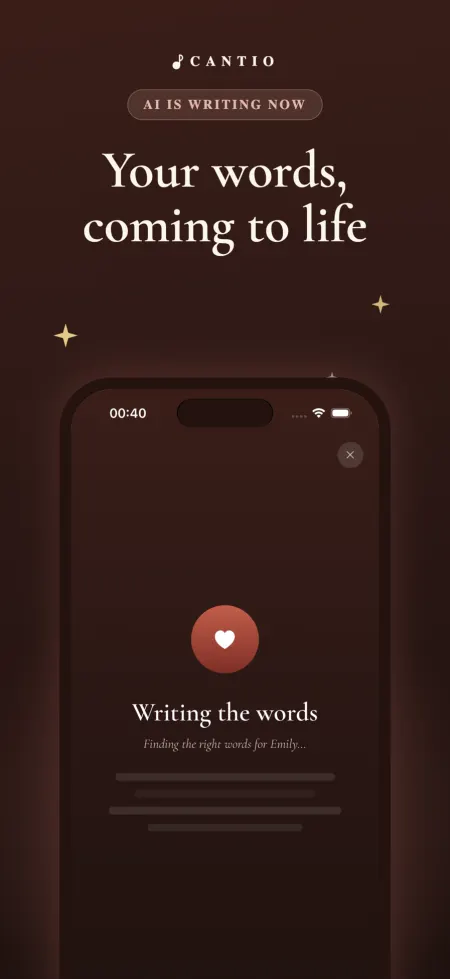 Cantio writing the words of a song