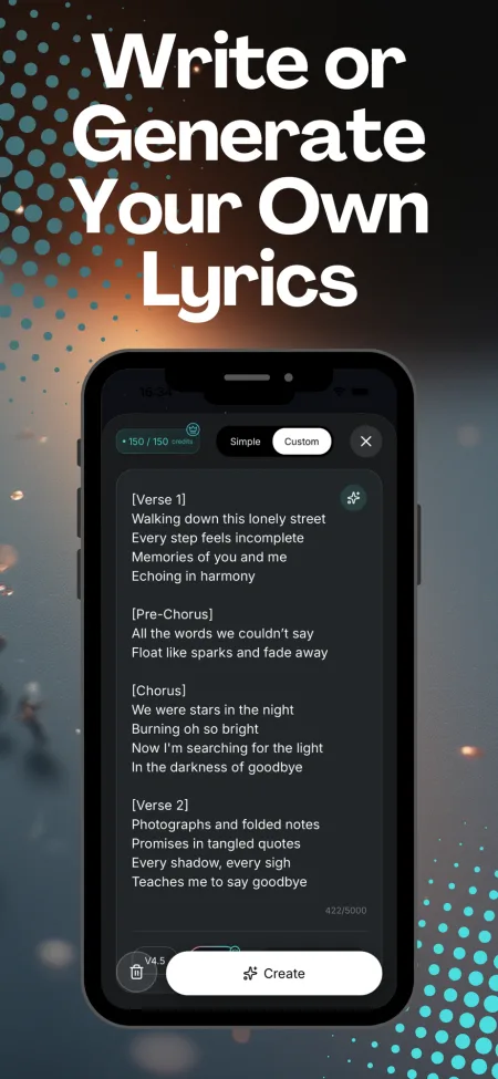 The lyrics of a generated song in HyperMusic AI